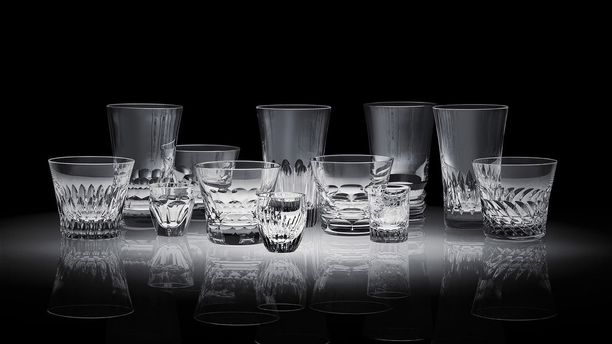 Baccarat Everyday tumblers styled on a bar