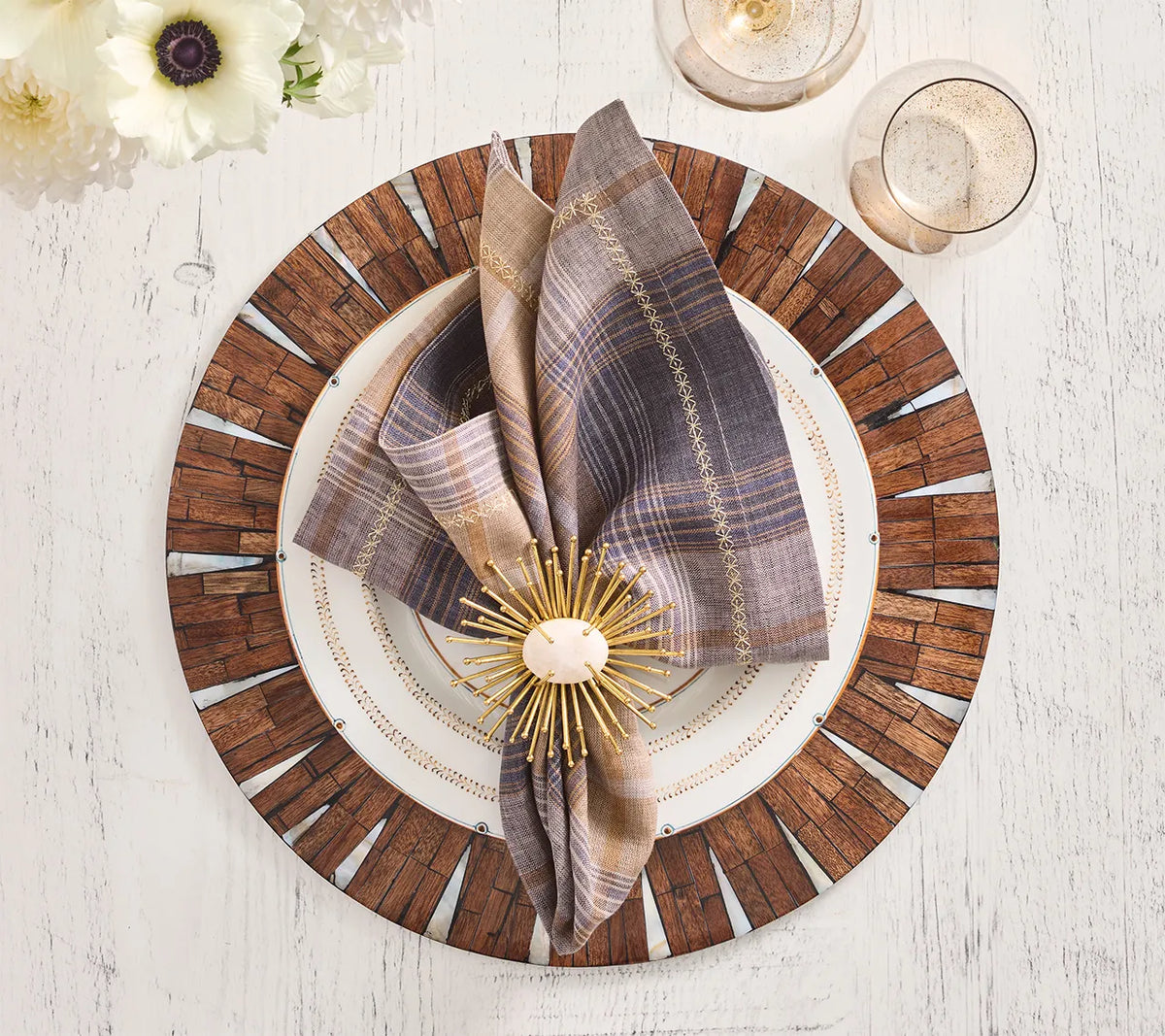 Kim Seybert Henley Napkin in Brown & Multi, Set of 4