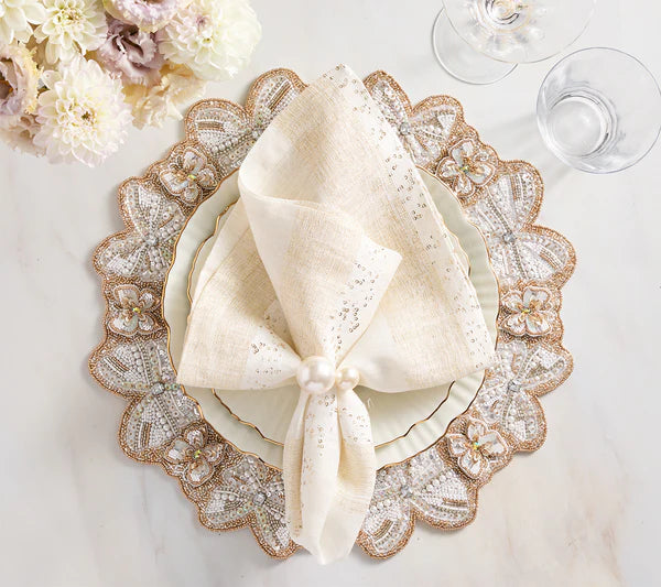 Kim Seybert Monarch Placemat in Champagne & Crystal, Set of 2
