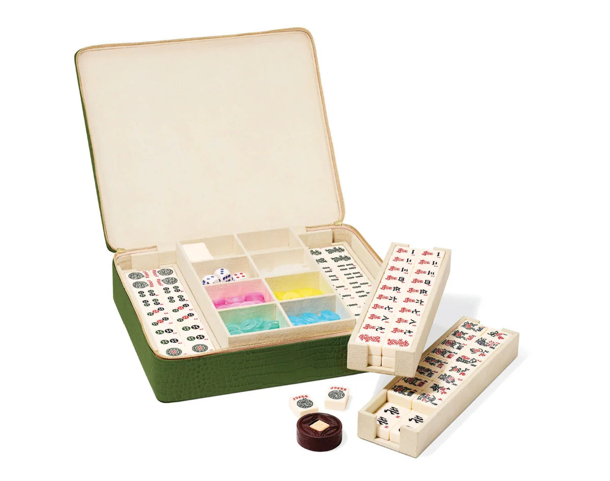 Aerin Enzo Travel Mahjong Set, Verde