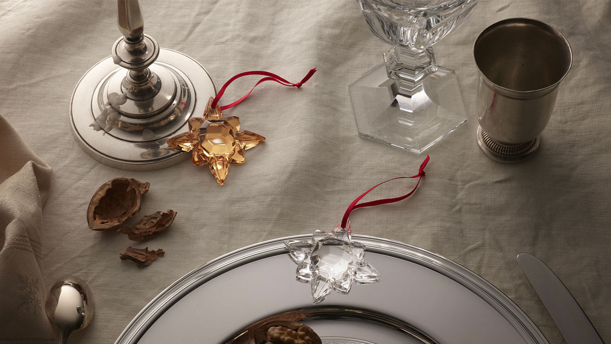 Baccarat 2026 Octogone Ornaments on a Christmas tree
