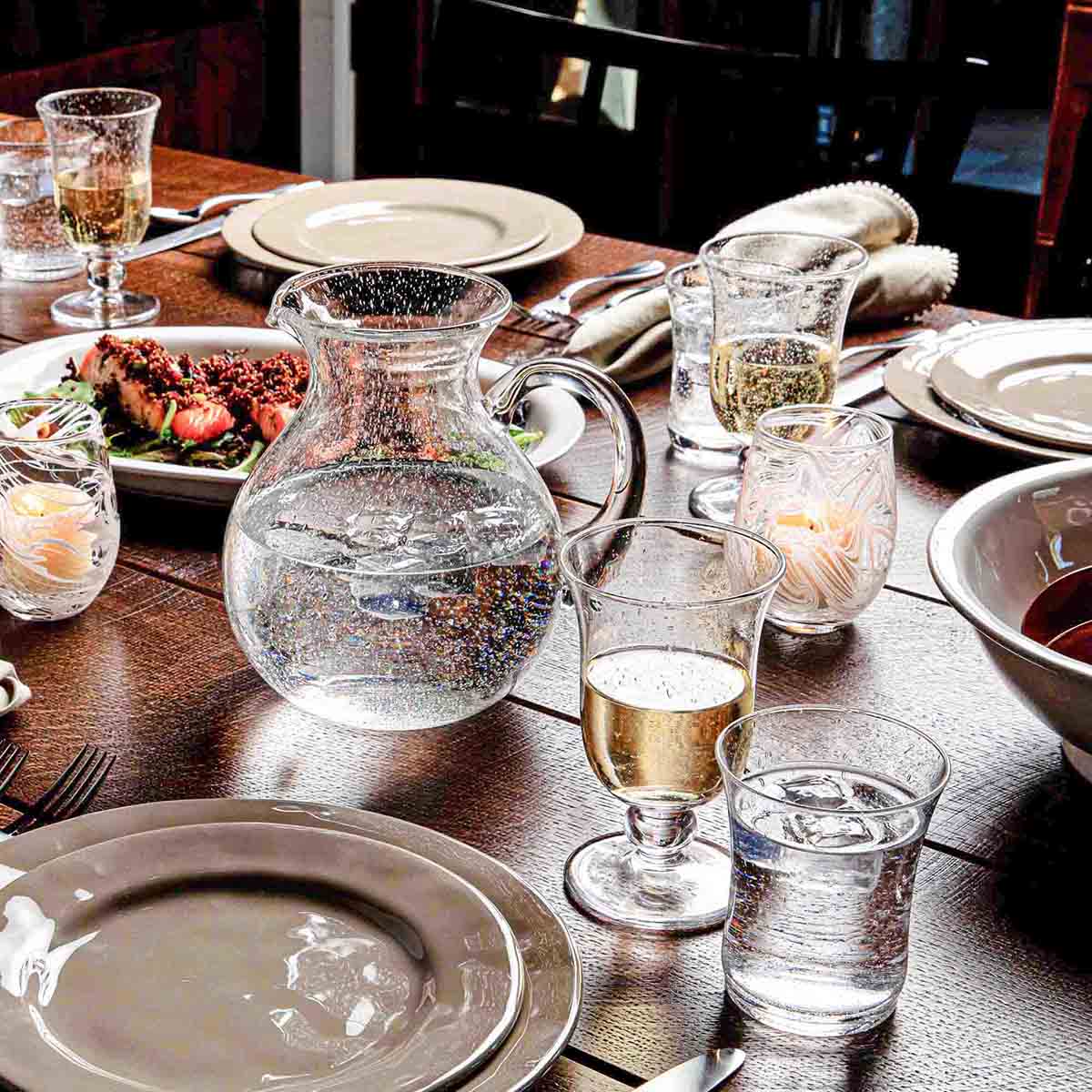 Provence Glass Pitcher, Clear, styled table setting