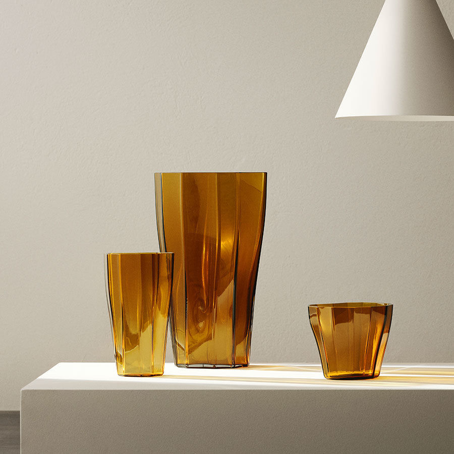 Orrefors Reed Vase Amber Large