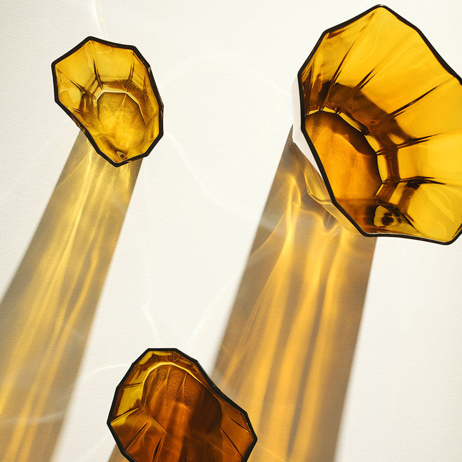 Orrefors Reed Vase Amber Large