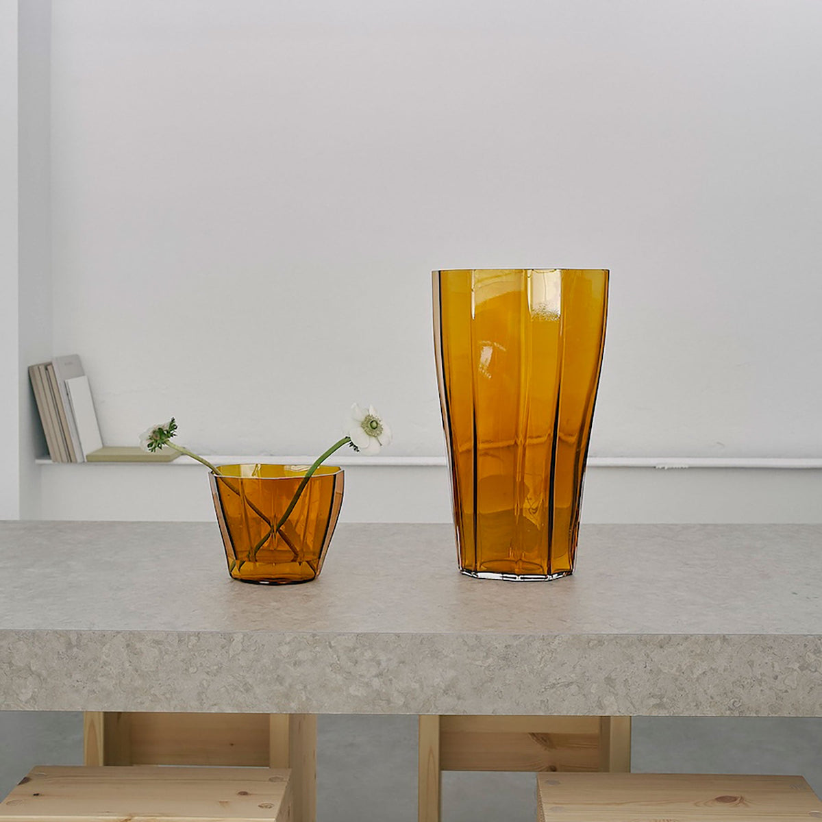 Orrefors Reed Vase Amber Large