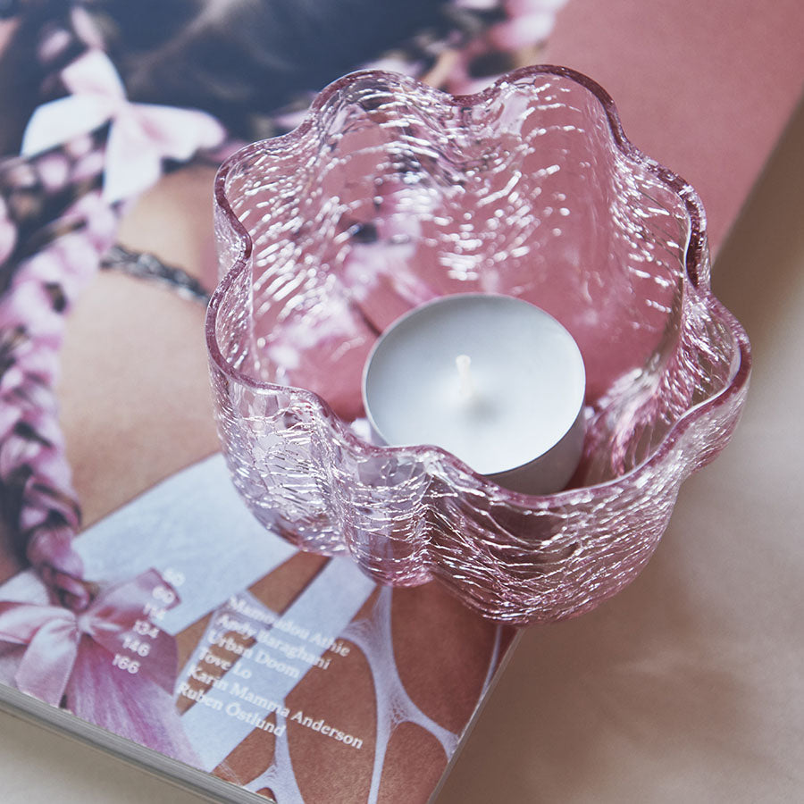 Crackle Bowl/Votive - Pink - 2