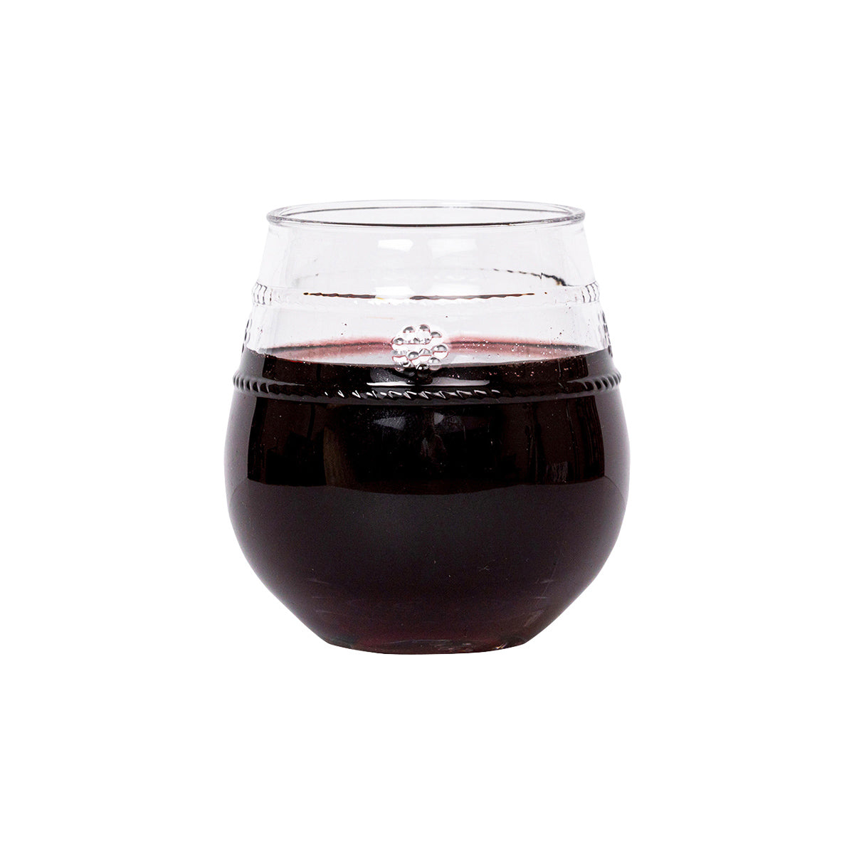 Isabella Acrylic Stemless Wine Glass, lifestyle styled scene