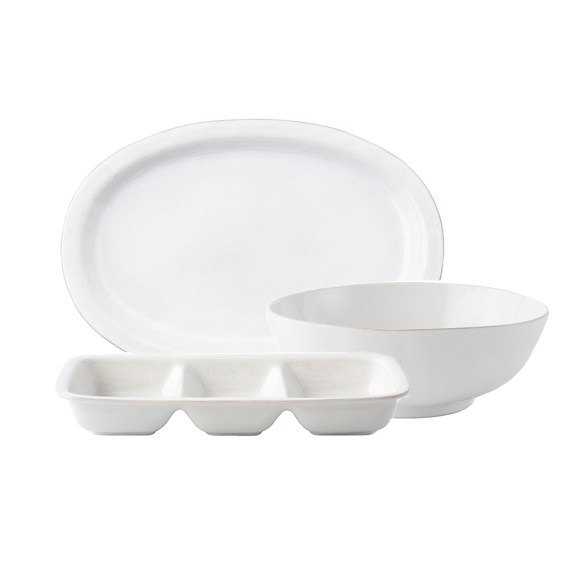 Puro Whitewash 3pc Essential Serving Set, studio product shot