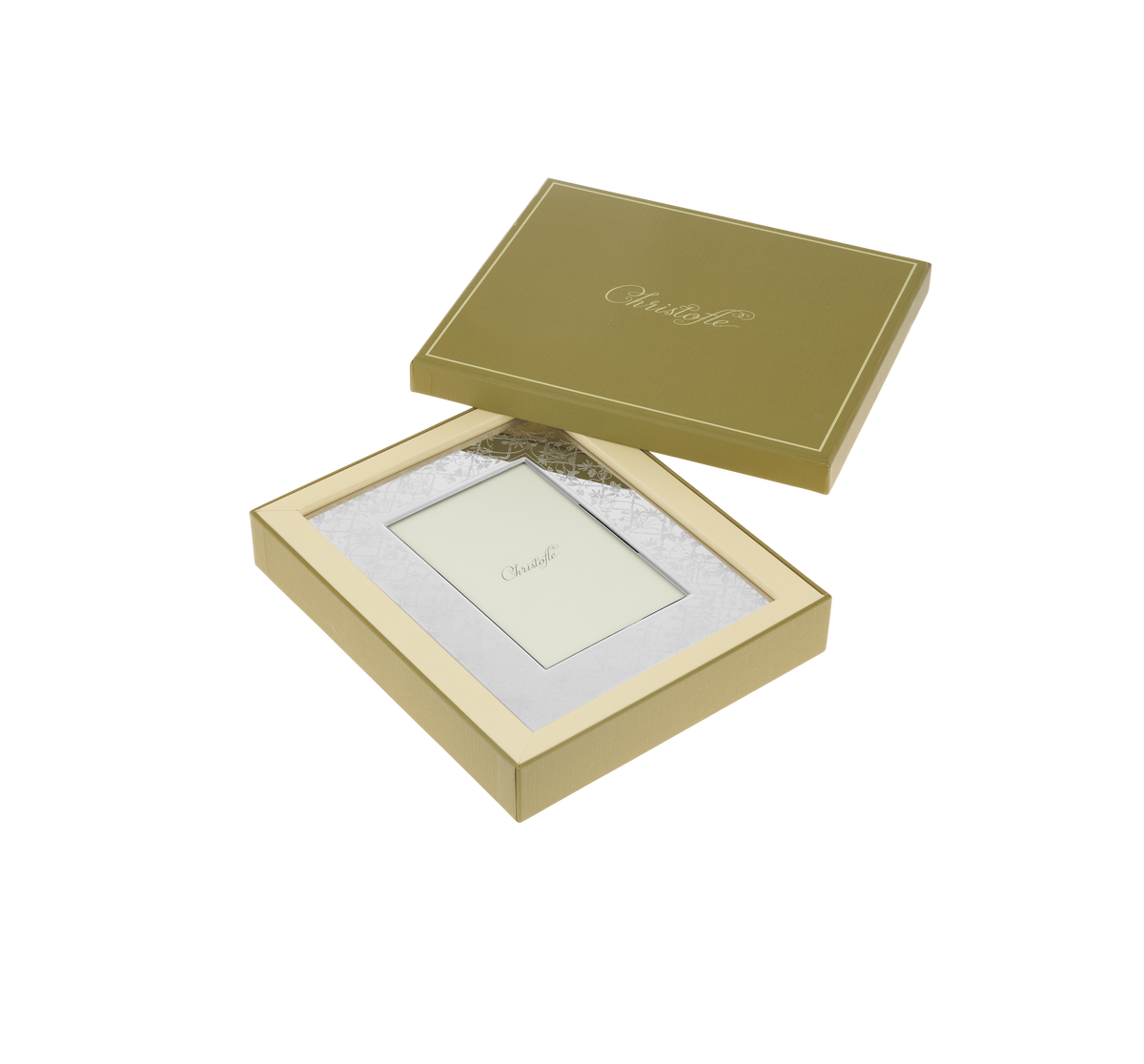 Christofle Les Fables engraved stainless steel picture frame