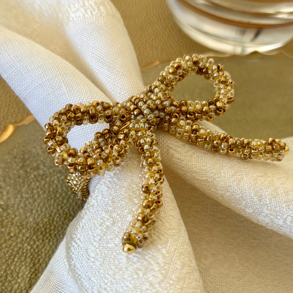 Bodrum Gold Bow Napkin Ring Set of 8