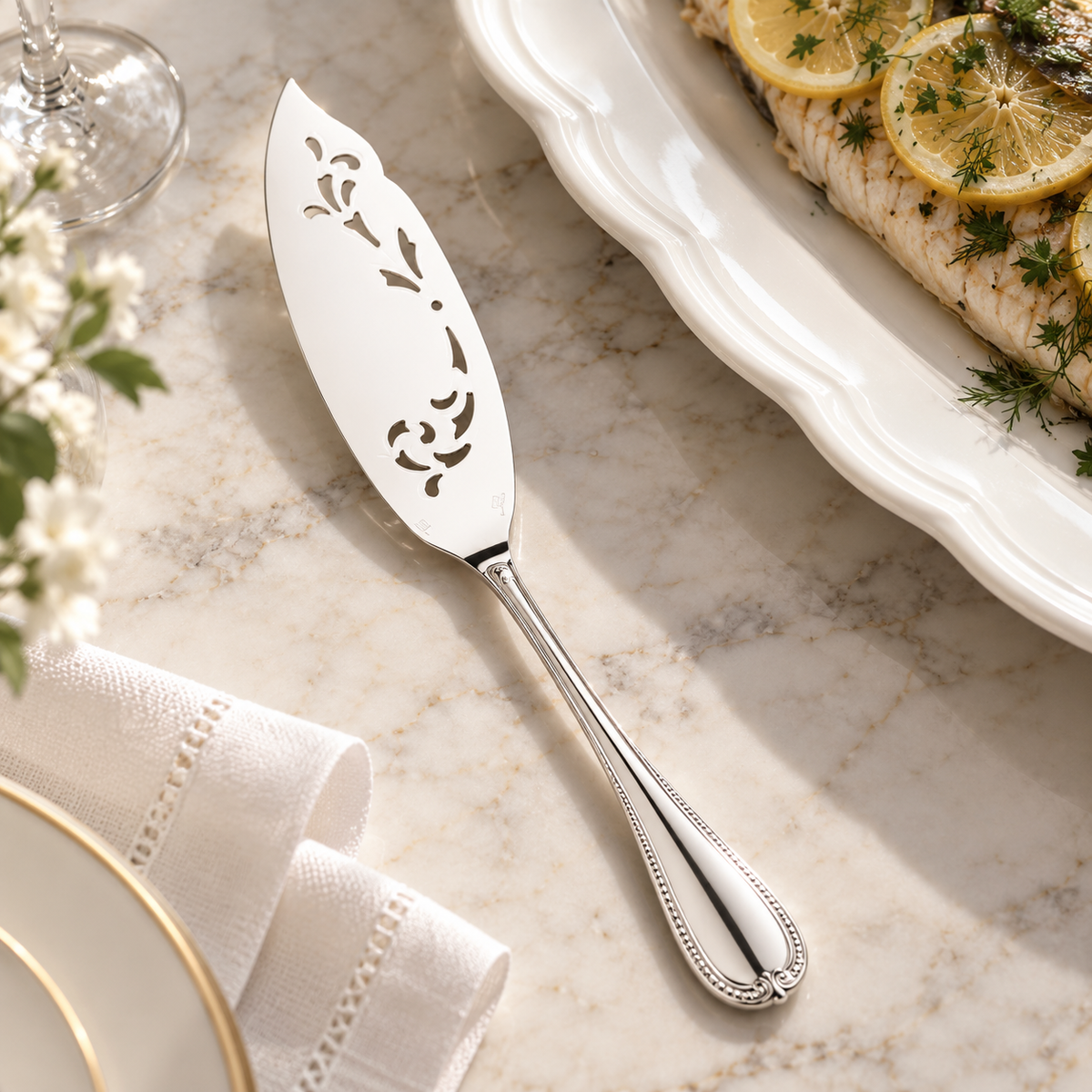 Christofle Malmaison Silver-Plated Fish Serving Knife Set of 3