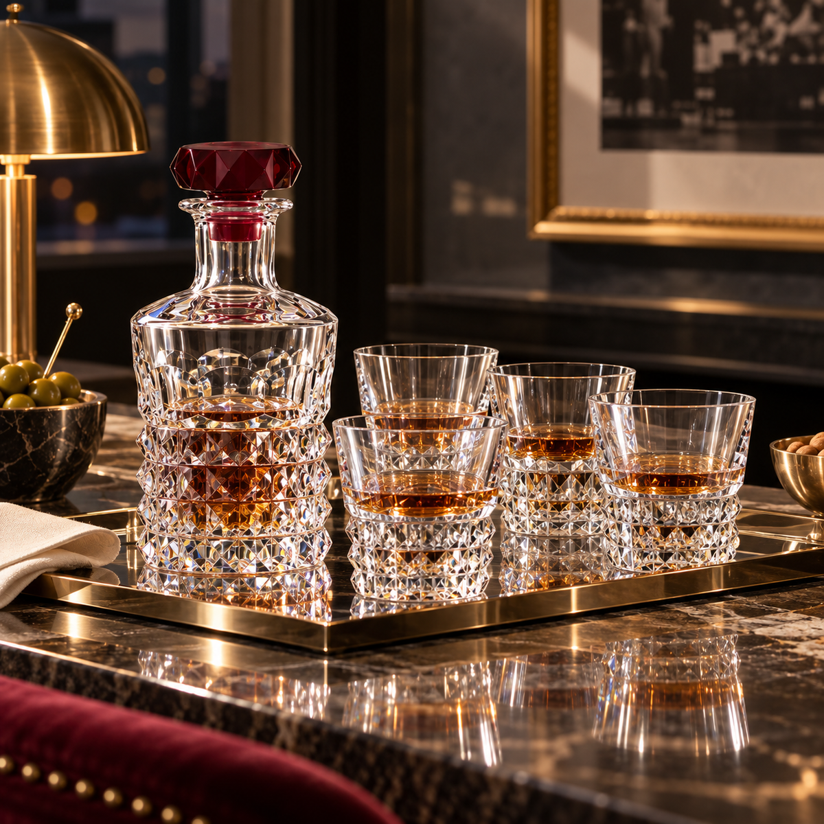 Baccarat Louxor Tumblers & Carafe Bar Set Set of 5