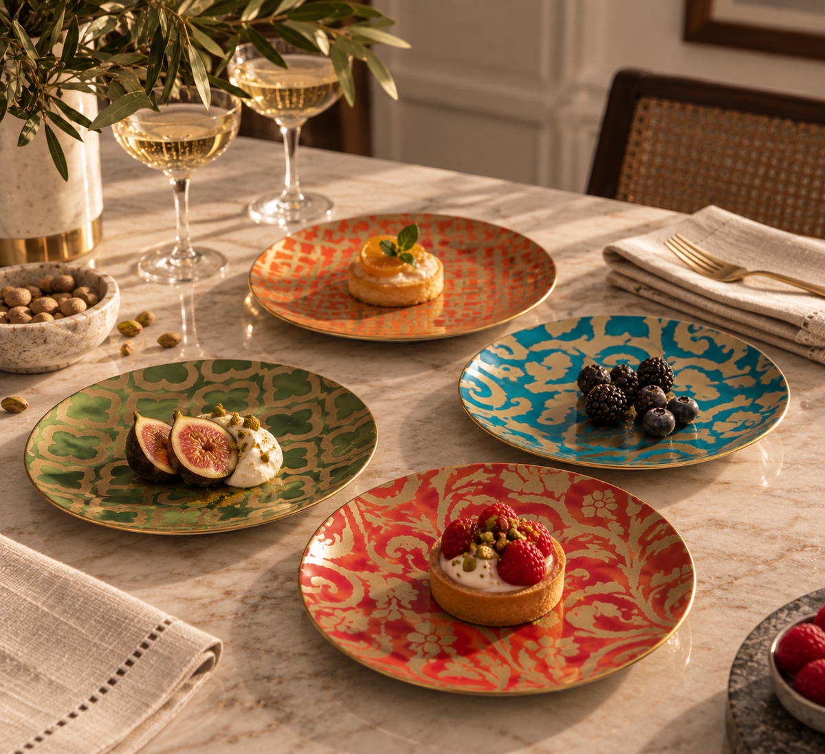 L'Objet Fortuny Assorted Dessert Plates (Set of 4)