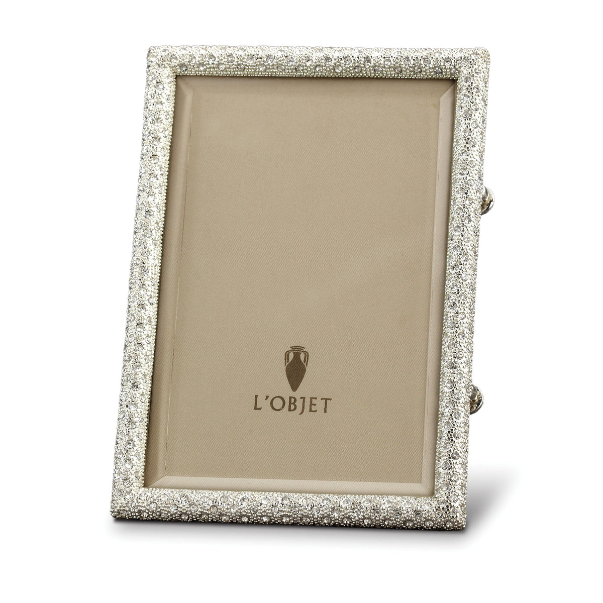 L'Objet Rectangular Pavé Frame, Platinum, White Crystals, 8 x 10
