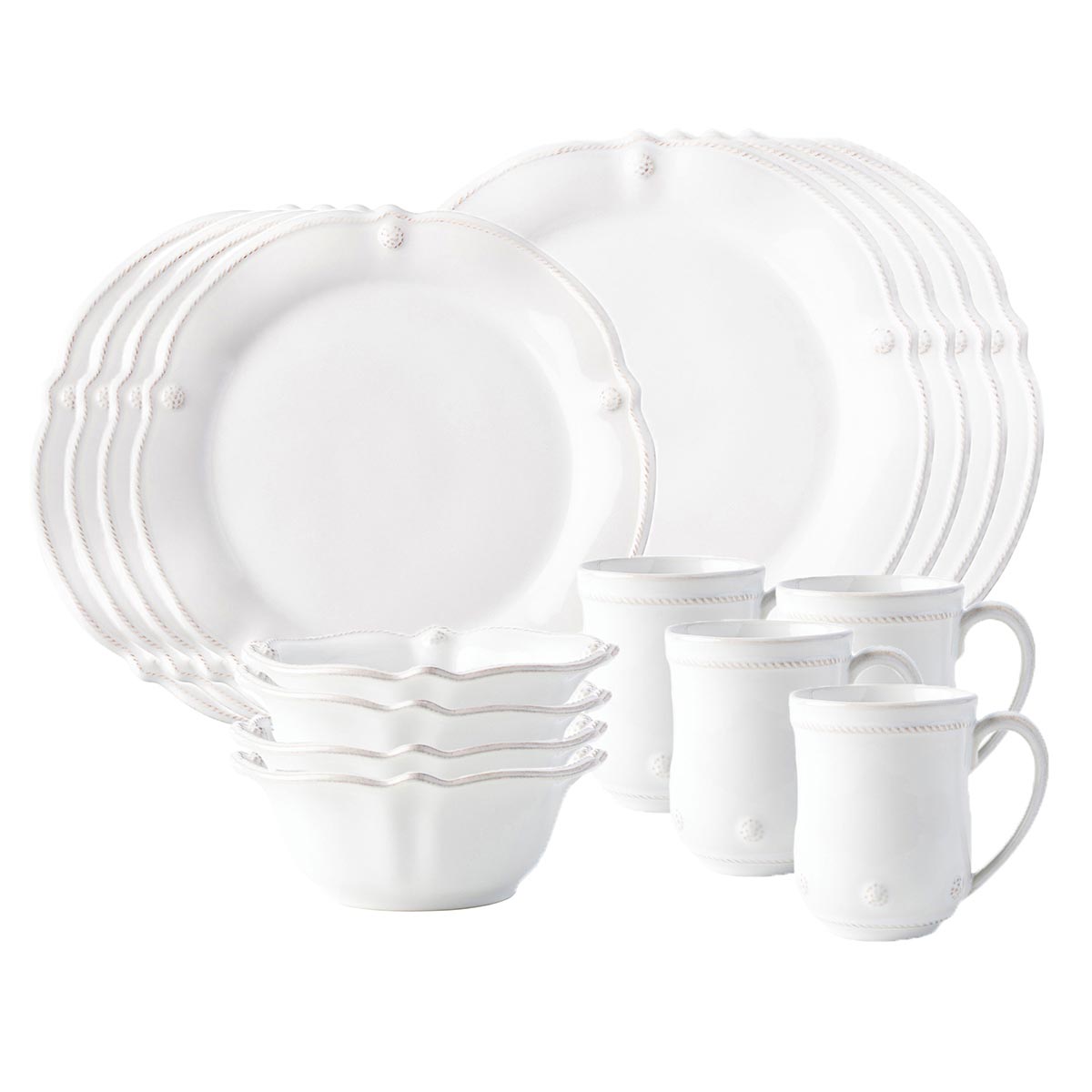 Juliska Berry & Thread Flared 16-Piece Place Setting Whitewash