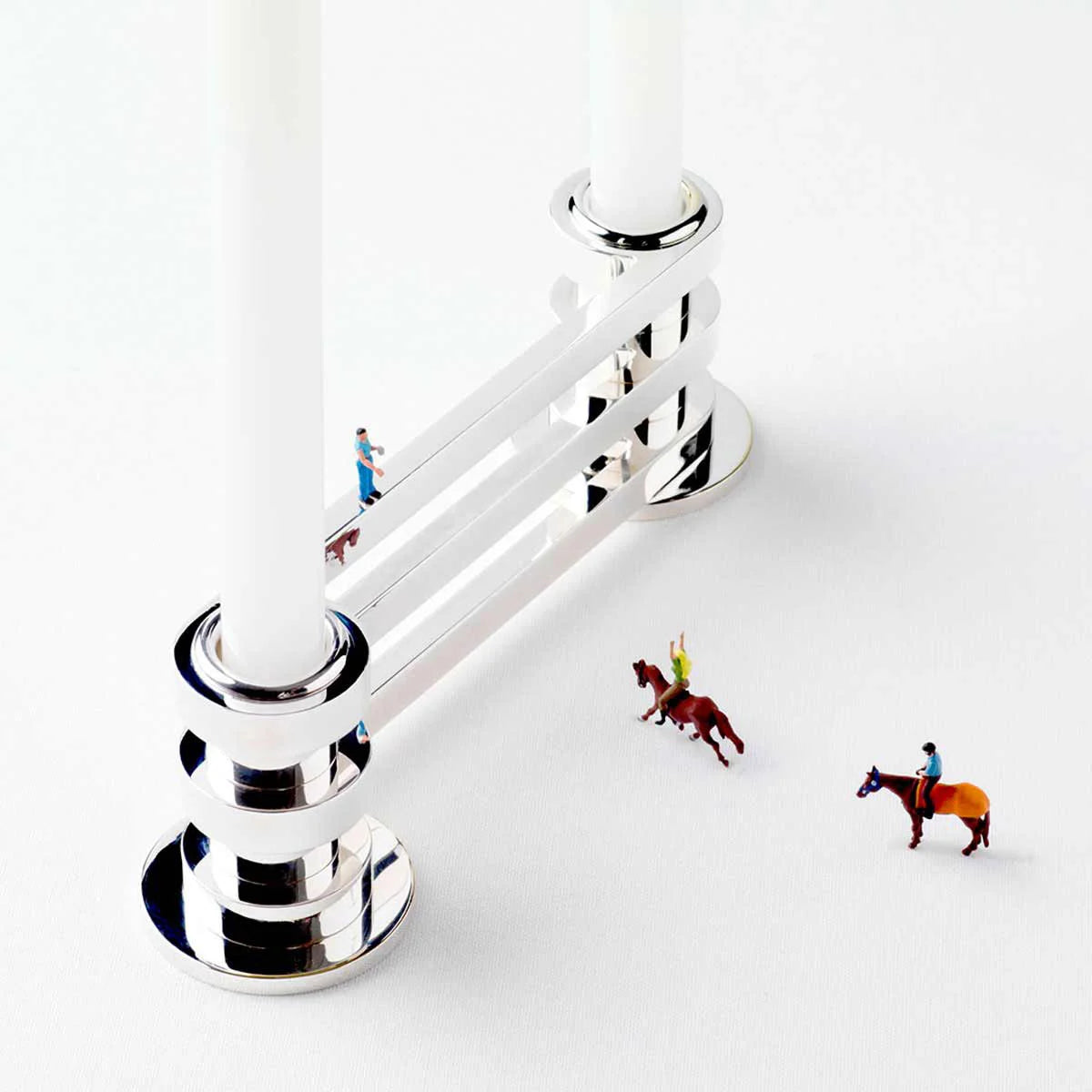 Puiforcat Ruban Rectangular Candlestick – Silver-Plated Double Candlestick with Sculptural Geometry