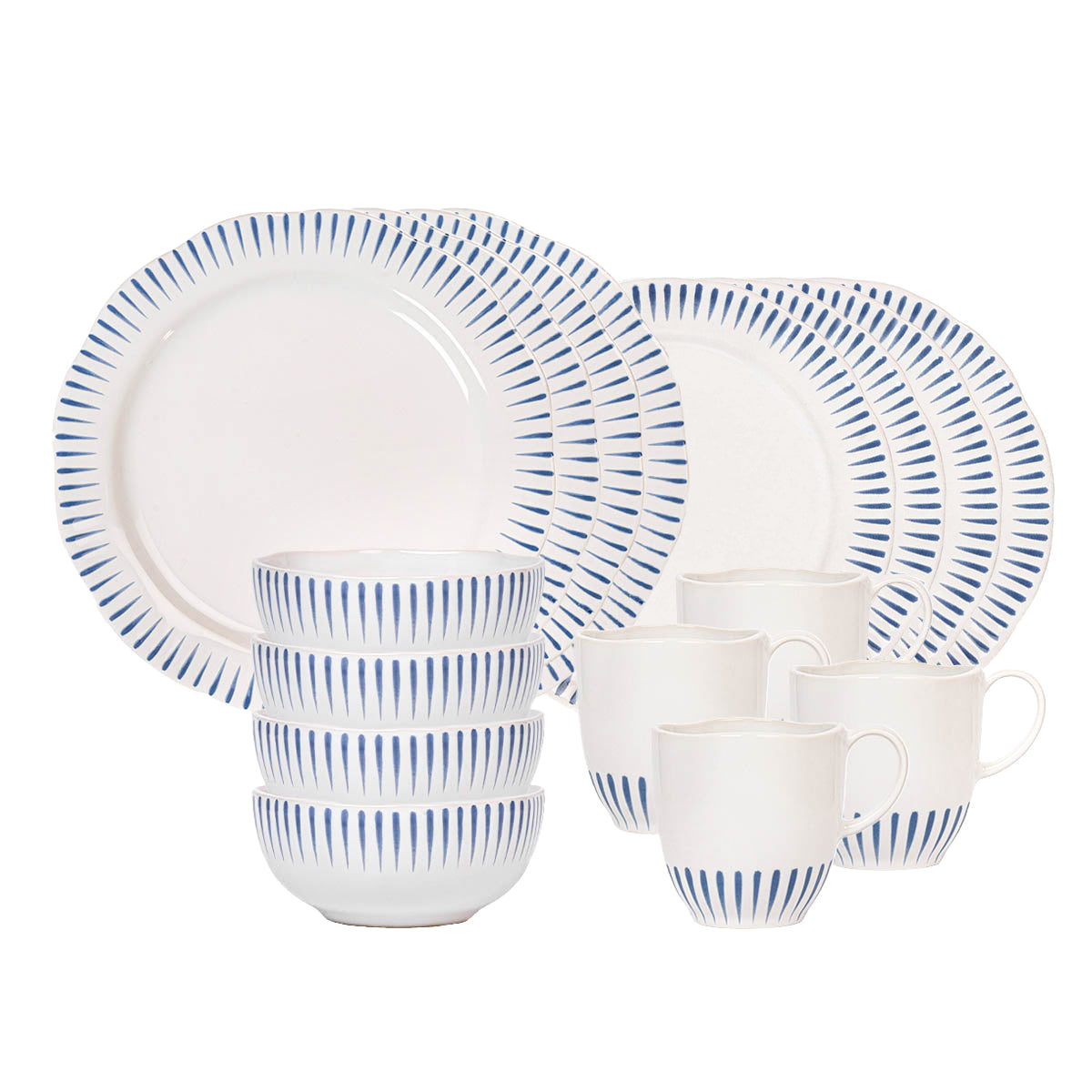 Juliska Sitio Stripe 16-Piece Place Setting Delft Blue