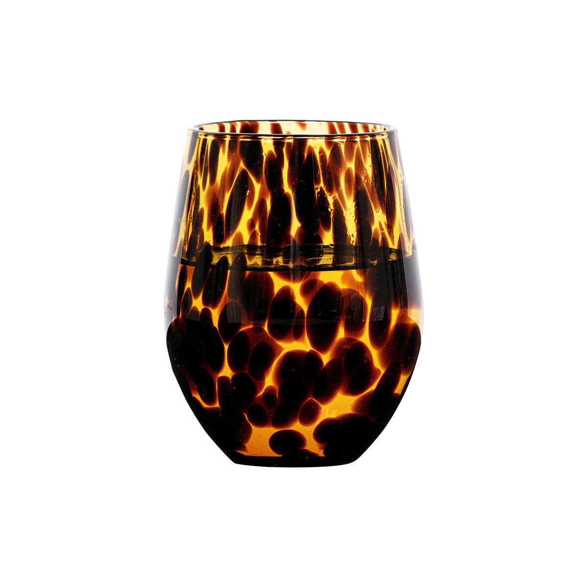 Puro Stemless Wine Glass Tortoiseshell, styled table setting