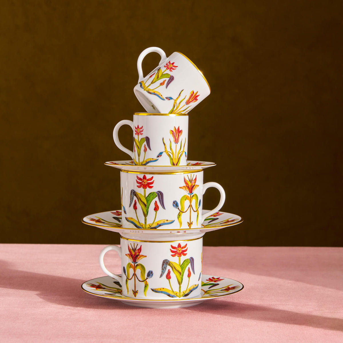 L'Objet Grand Tour Tea Cup & Saucer, Set of 2