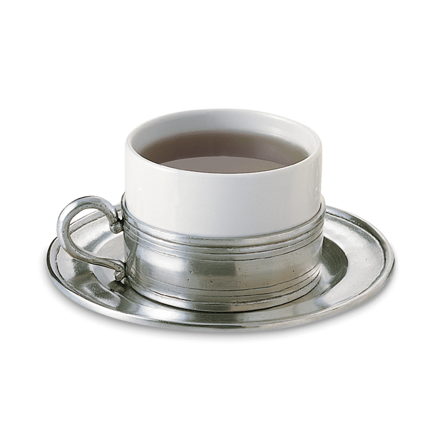 MATCH pewter cappuccino cup with saucer