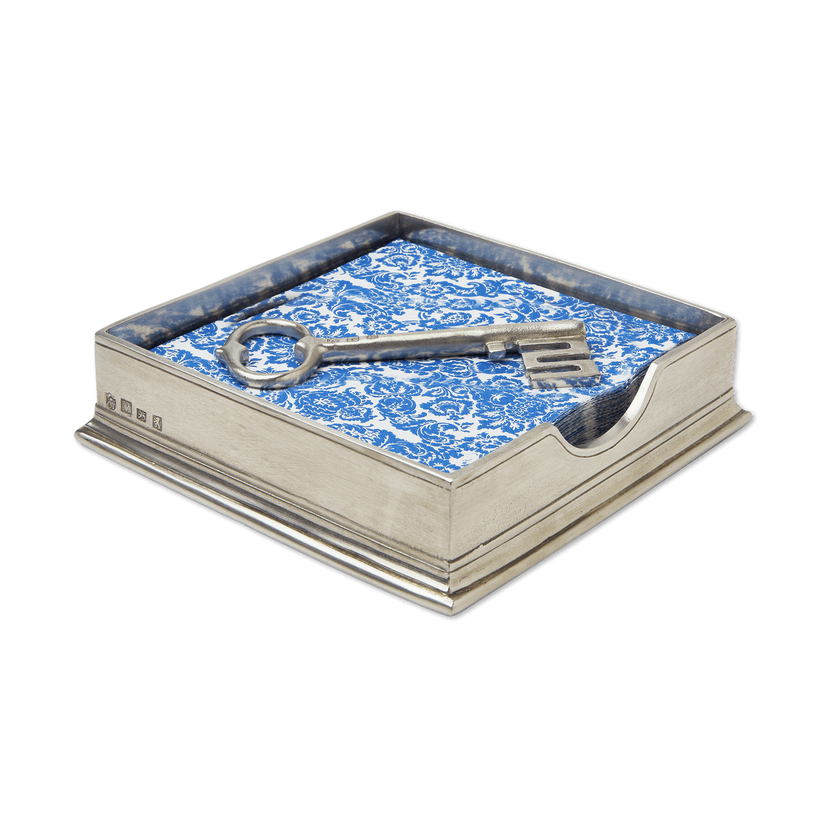 MATCH pewter cocktail napkin box with key weight