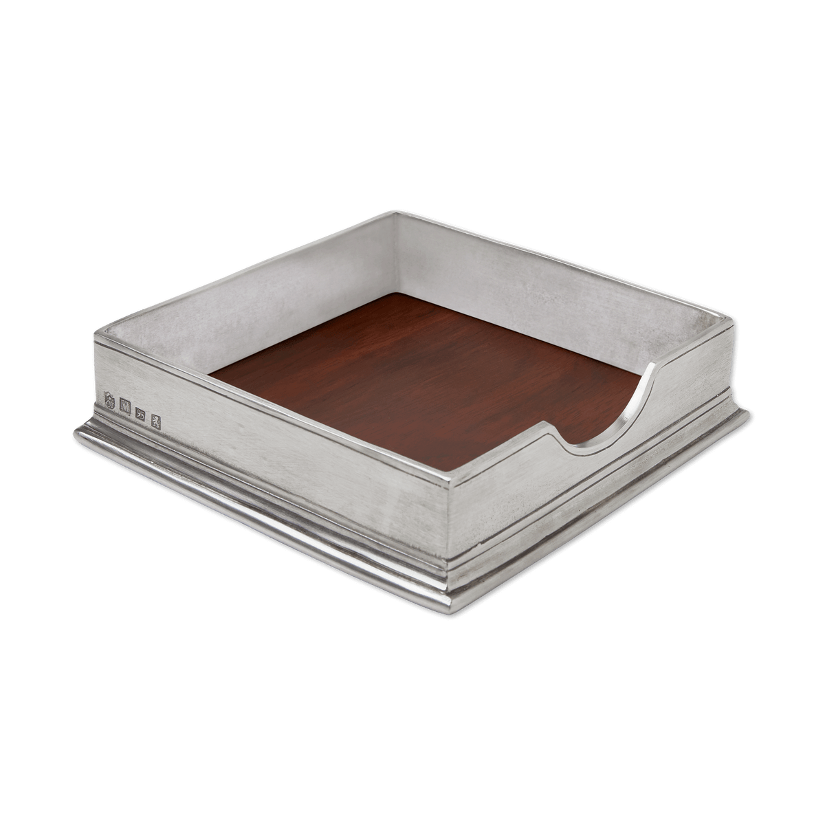 MATCH pewter cocktail napkin box with napkins