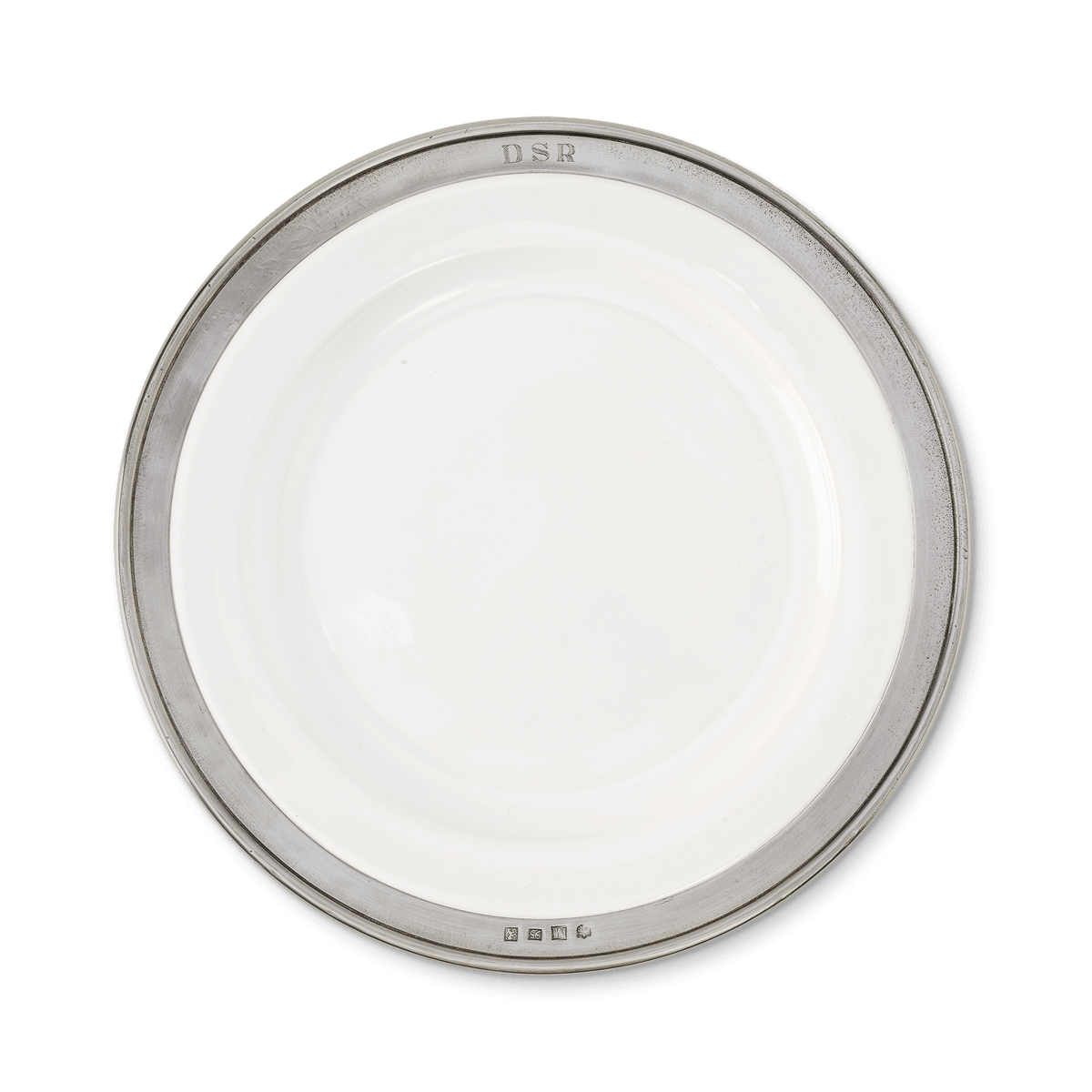 MATCH Convivio dinner plate hallmarked pewter rim detail