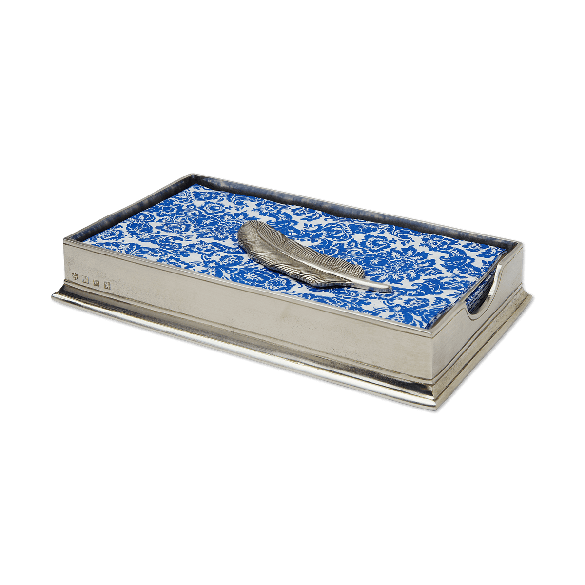 MATCH pewter dinner napkin/guest towel box with feather weight