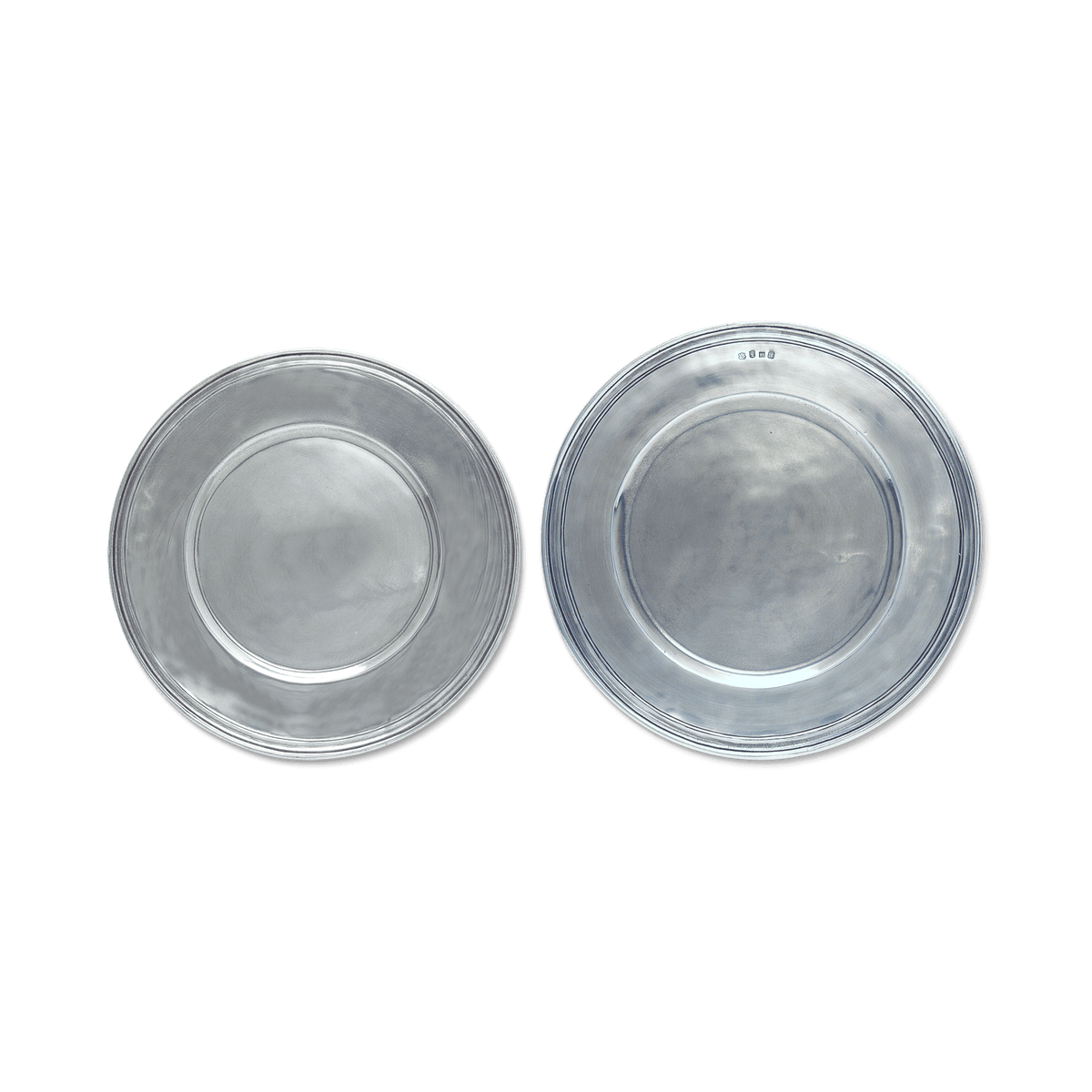 MATCH Scribed Rim pewter charger at a place setting