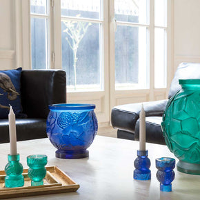 DAUM Medium Blue Vase Empreinte