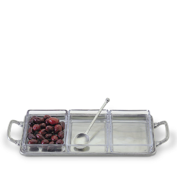 MATCH PEWTER Crudité Tray with Handles MATCH PEWTER Crudité Tray with Handles