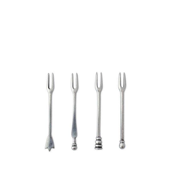 MATCH PEWTER Assorted Olive Cocktail Forks Set of 4 MATCH PEWTER Assorted Olive Cocktail Forks Set of 4