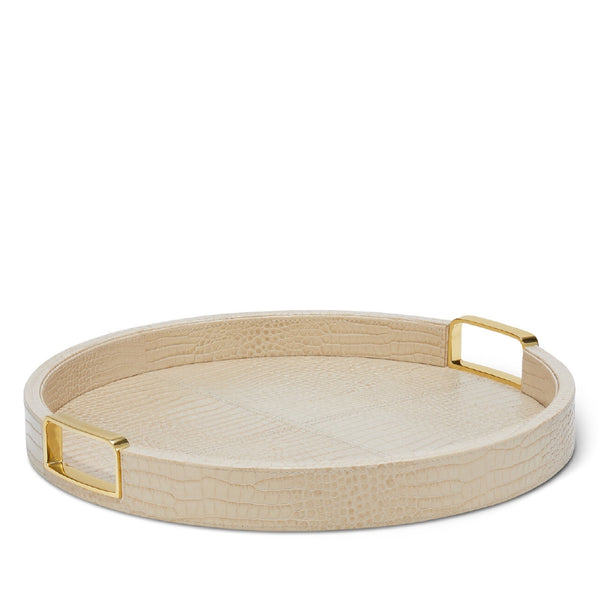AERIN Carina Croc Leather Medium Round Tray AERIN Carina Croc Leather Medium Round Tray