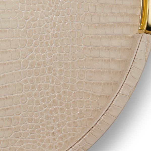 AERIN Carina Croc Leather Medium Round Tray AERIN Carina Croc Leather Medium Round Tray