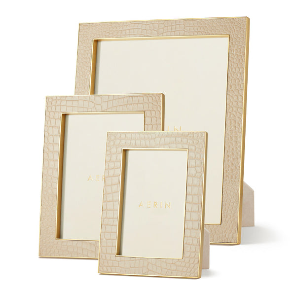 AERIN Classic Croc Leather Frame Fawn AERIN Classic Croc Leather Frame Fawn