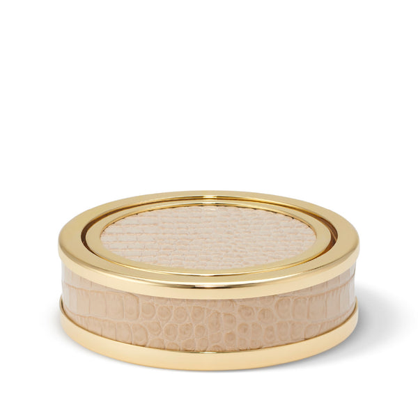 AERIN Colette Croc Leather Coaster Set Of 4 AERIN Colette Croc Leather Coaster Set Of 4