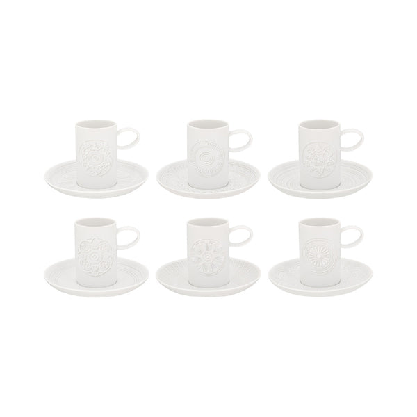 VISTA ALEGRE Ornament Set of 6 Coffee Cups and Saucers VISTA ALEGRE Ornament Set of 6 Coffee Cups and Saucers