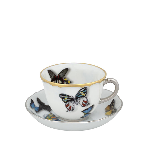 VISTA ALEGRE Butterfly Parade Set of 2 Coffee Cups and Saucers VISTA ALEGRE Butterfly Parade Set of 2 Coffee Cups and Saucers
