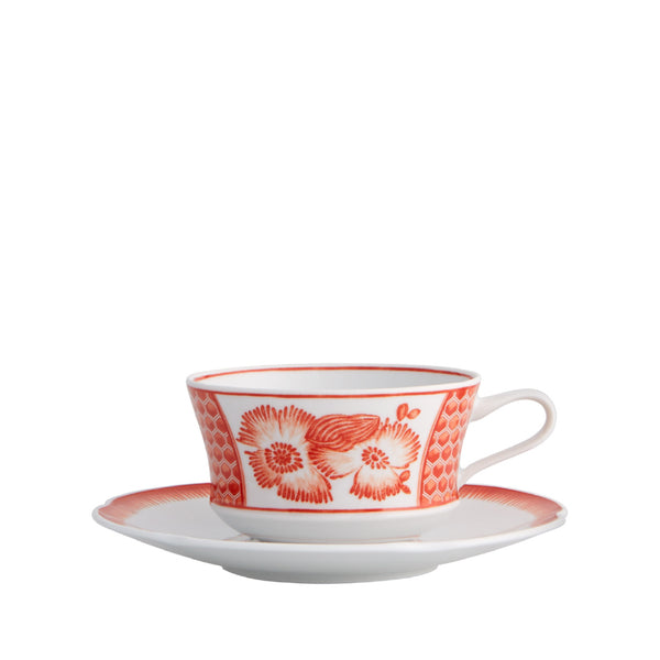 VISTA ALEGRE Coralina Tea Cup and Saucer Set of 4 VISTA ALEGRE Coralina Tea Cup and Saucer Set of 4