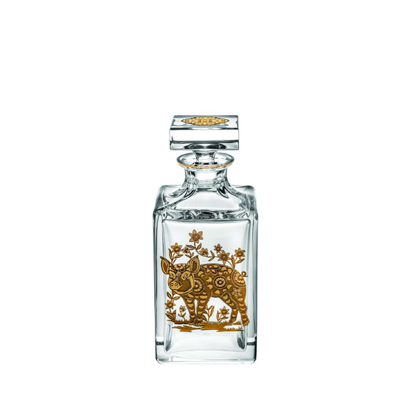 VISTA ALEGRE Golden Whisky Decanter with Gold Pig VISTA ALEGRE Golden Whisky Decanter with Gold Pig