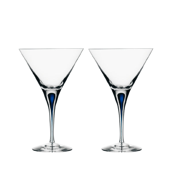 ORREFORS Intermezzo Blue Martini Pair ORREFORS Intermezzo Blue Martini Pair