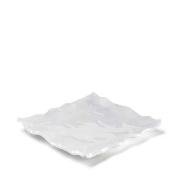 Q SQUARED Ruffle White Melamine Square Platter Set Of 4 Q SQUARED Ruffle White Melamine Square Platter Set Of 4