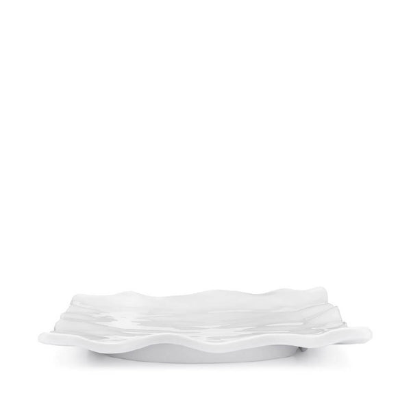 Q SQUARED Ruffle White Melamine Square Platter Set Of 4 Q SQUARED Ruffle White Melamine Square Platter Set Of 4