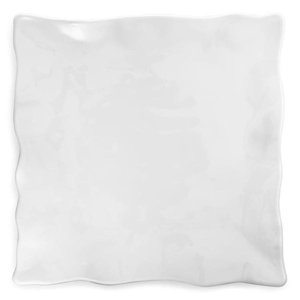 Q SQUARED Ruffle White Melamine Square Platter Set Of 4 Q SQUARED Ruffle White Melamine Square Platter Set Of 4