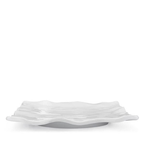 Q SQUARED Ruffle White Melamine Square Platter Set Of 4 Q SQUARED Ruffle White Melamine Square Platter Set Of 4