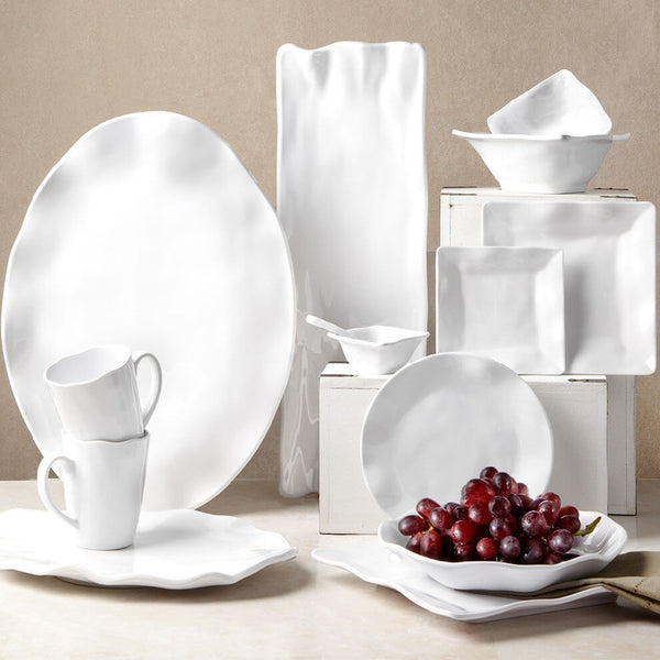 Ruffle White Melamine Square Dinner Plate Set Of Q SQUARED