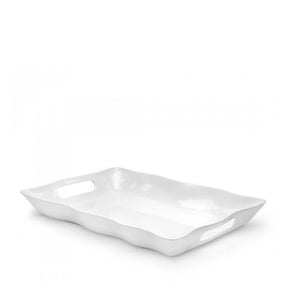 Q SQUARED Ruffle White Melamine Rectangle Tray Set Of 4