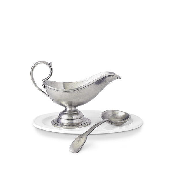 MATCH PEWTER Gravy Boat with Gravy Spoon MATCH PEWTER Gravy Boat with Gravy Spoon