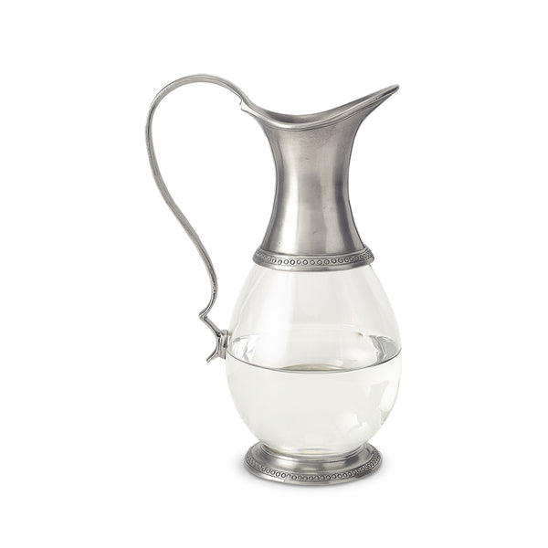 MATCH PEWTER Glass Pitcher with Handle MATCH PEWTER Glass Pitcher with Handle