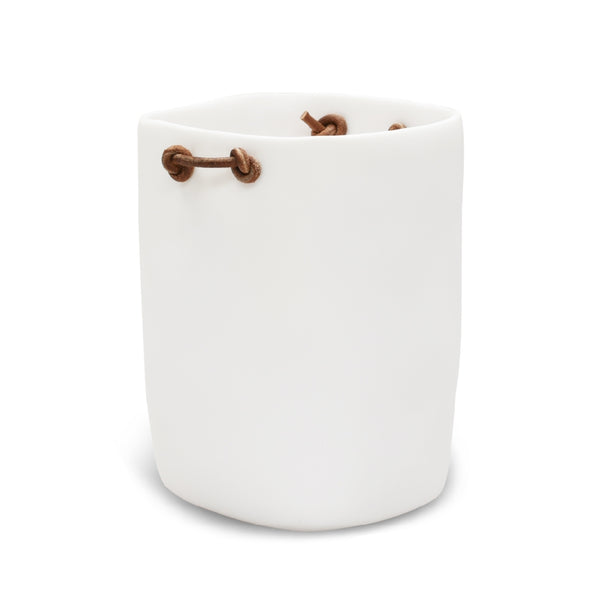 TINA FREY Water Bath Waste Basket With Leather Handles TINA FREY Water Bath Waste Basket With Leather Handles